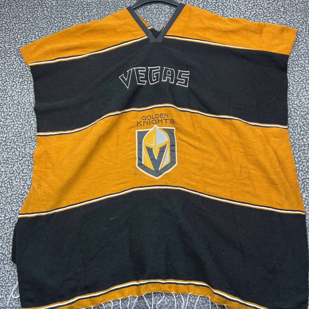 Vegas Golden Knights NHL Poncho Sweater Women One Size Black Gold V-Neck